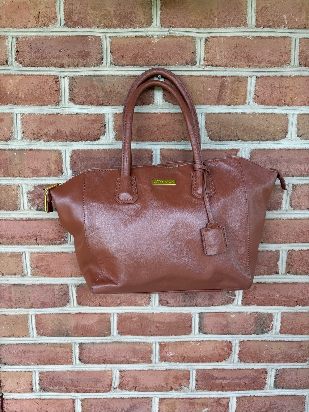 Joy & Iman Cognac Brown Leather Tote